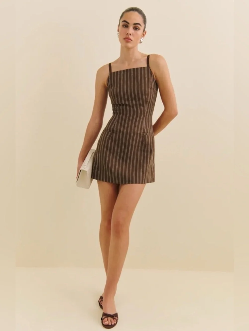 Reformation Phillipa Linen Dress In Boardwalk Stripe Size 12 - Picture 1 of 10